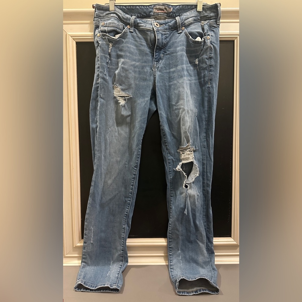 Torrid Boyfriend Straight Vintage Stretch Distressed Blue Jeans Size 10 R